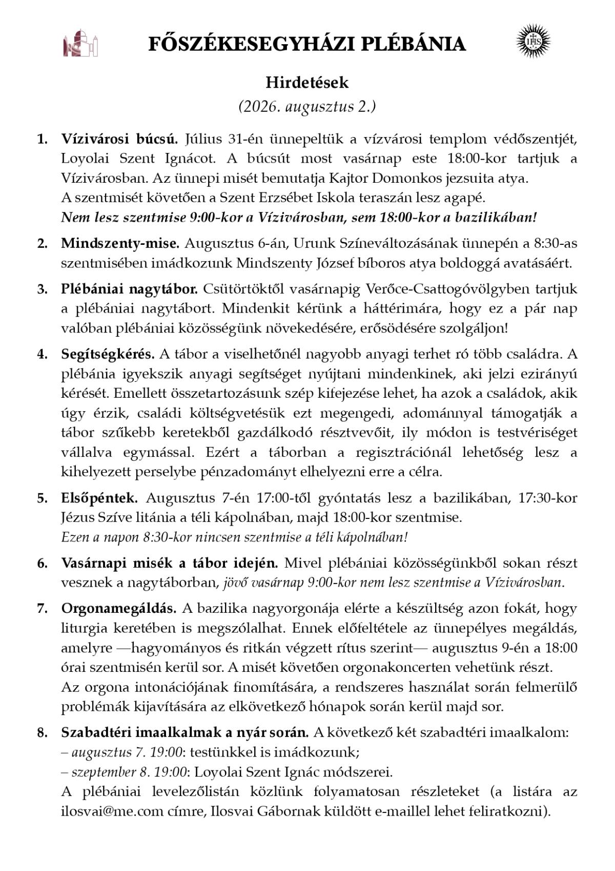 Hirdetések - 2026. augusztus 2