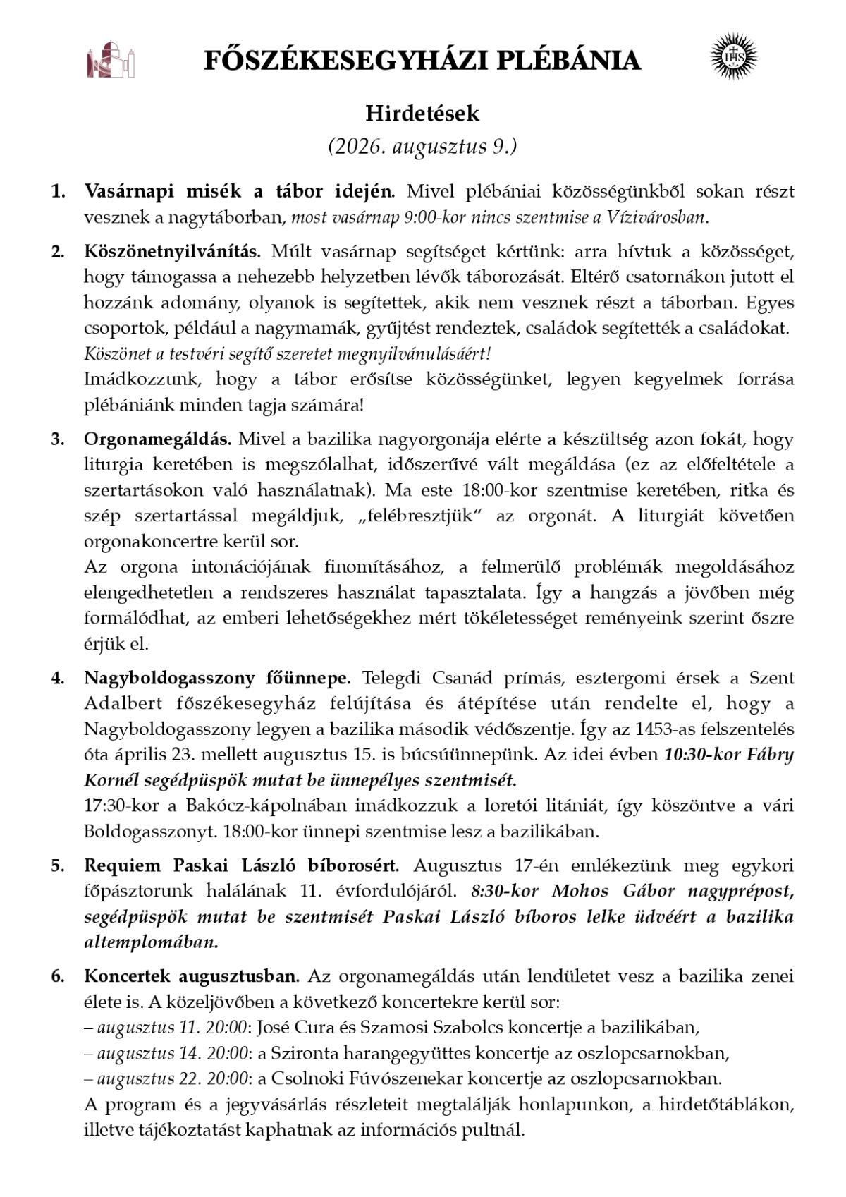 Hirdetések - 2026. augusztus 9