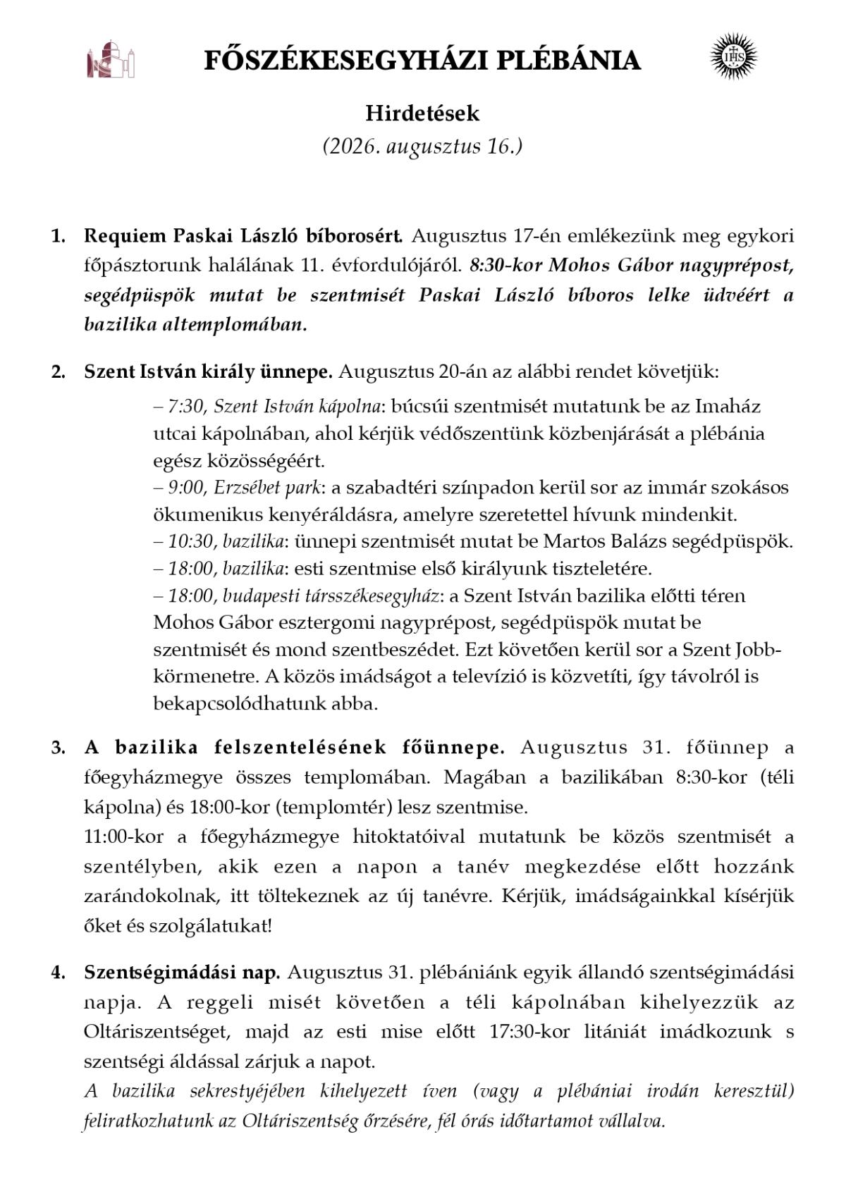 Hirdetések - 2026. augusztus 16
