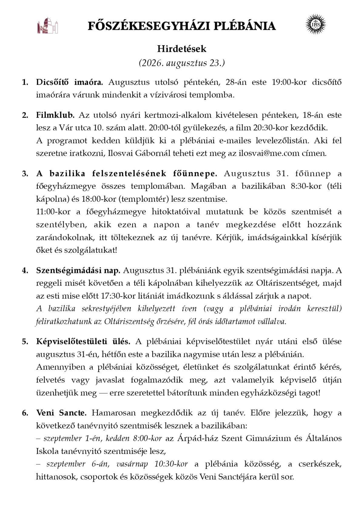 Hirdetések - 2026. augusztus 23