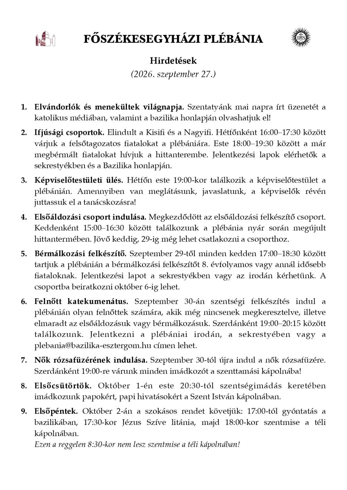 Hirdetések - 2026. szeptember 27.