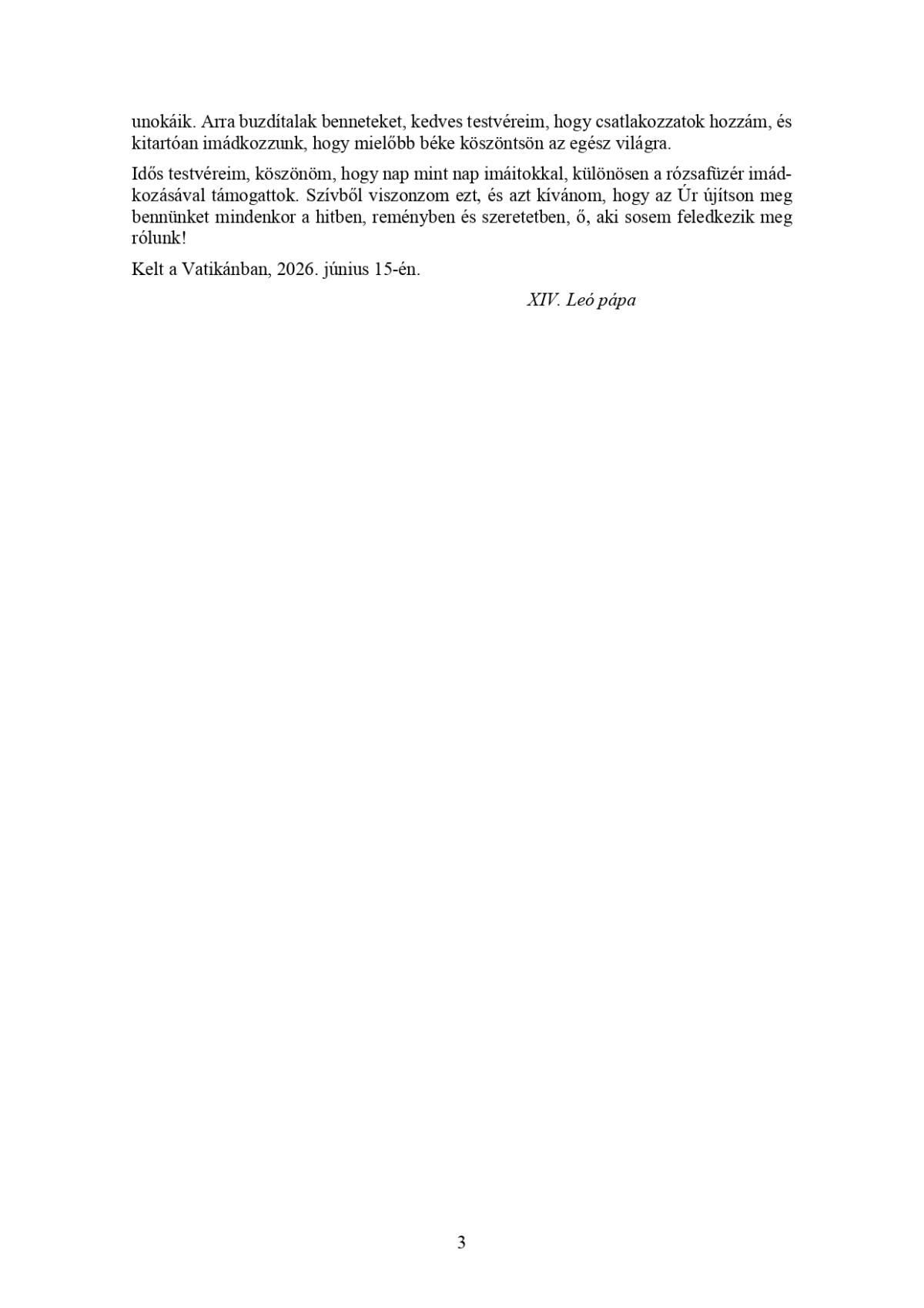 Pápai üzenet