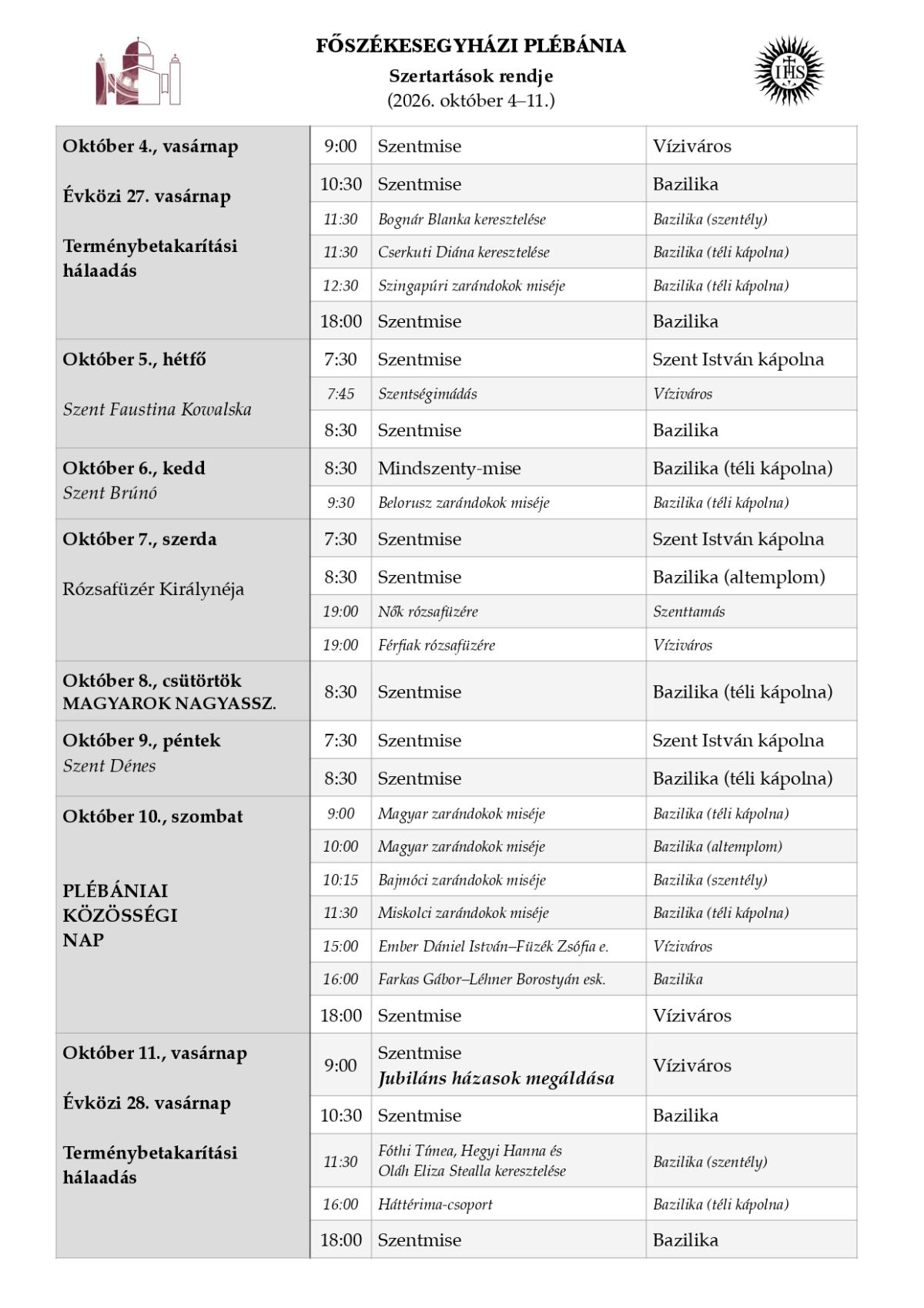 Szertartásrend