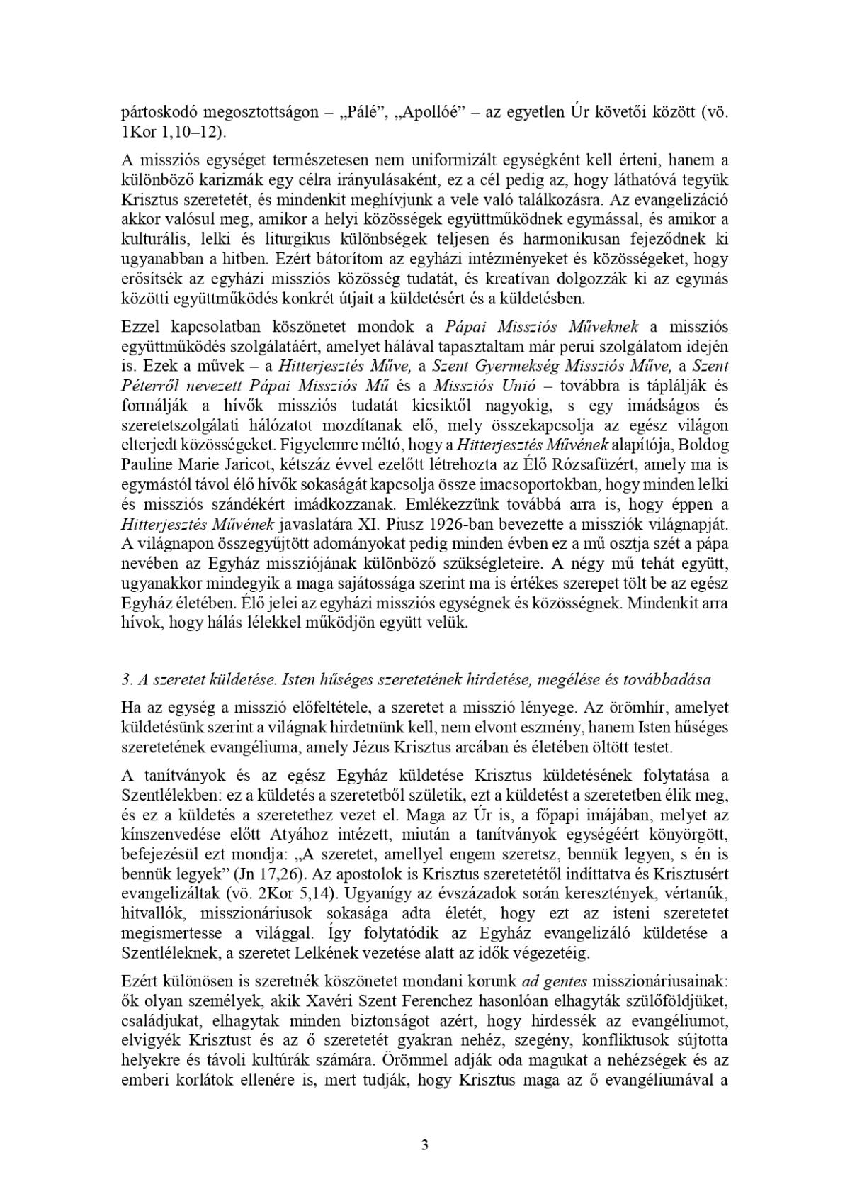 Pápai üzenet